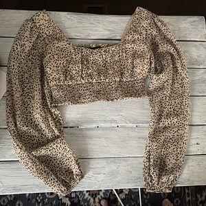 Japra Cream leopard print crop top XS